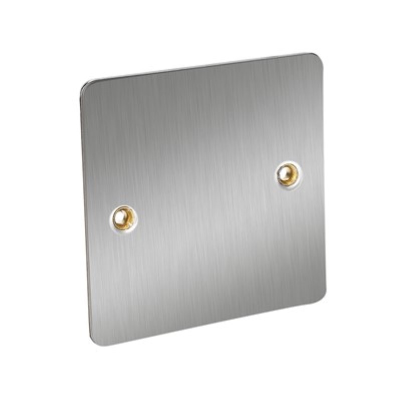 Flat Plate Blank Plate 1 Gang *Satin Chrome ** - Click Image to Close